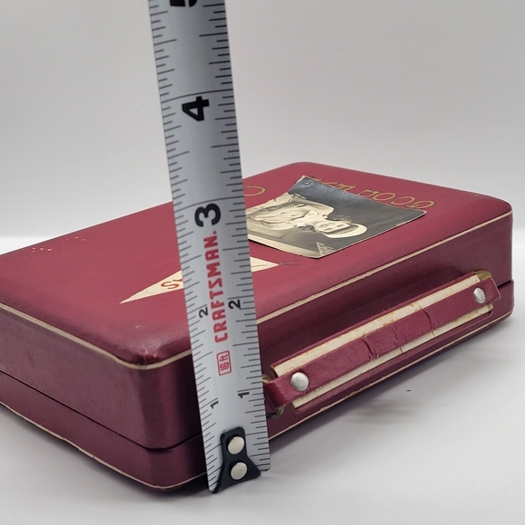 VTG RARE Small Wood DARK Red SuitcaseTexas JAPAN Letters Design Multipurpose Box - Picture 11 of 11